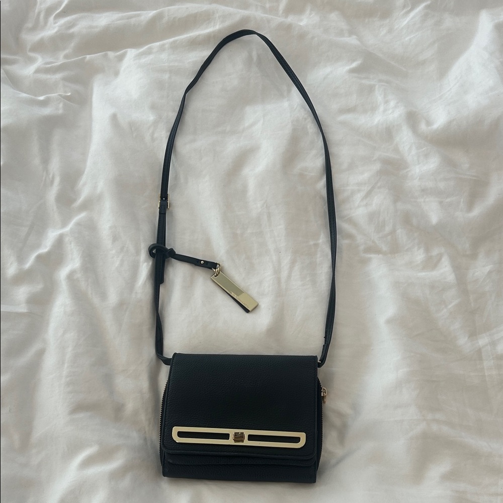 Vince Camuto Black Crossbody Bag with Gold Accents